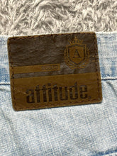 Load image into Gallery viewer, Attitude Shorts Adult 50 Blue Denim Jean Bermuda Flat Front Hip Hop Baggy Mens
