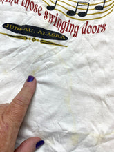 Load image into Gallery viewer, VTG Red Dog Saloon Shirt Adult Large Ivory Juneau Alaska Musical Note 90s Mens
