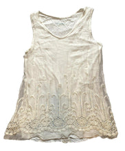Load image into Gallery viewer, Soft Surroundings Shirt Womens Large Ivory Tank Boho Sequins Crochet Silk Tunic

