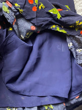 Load image into Gallery viewer, ASTR The Label Dress Women Medium Navy AOP Cherry Viscose Fit Flare Boho Peasant
