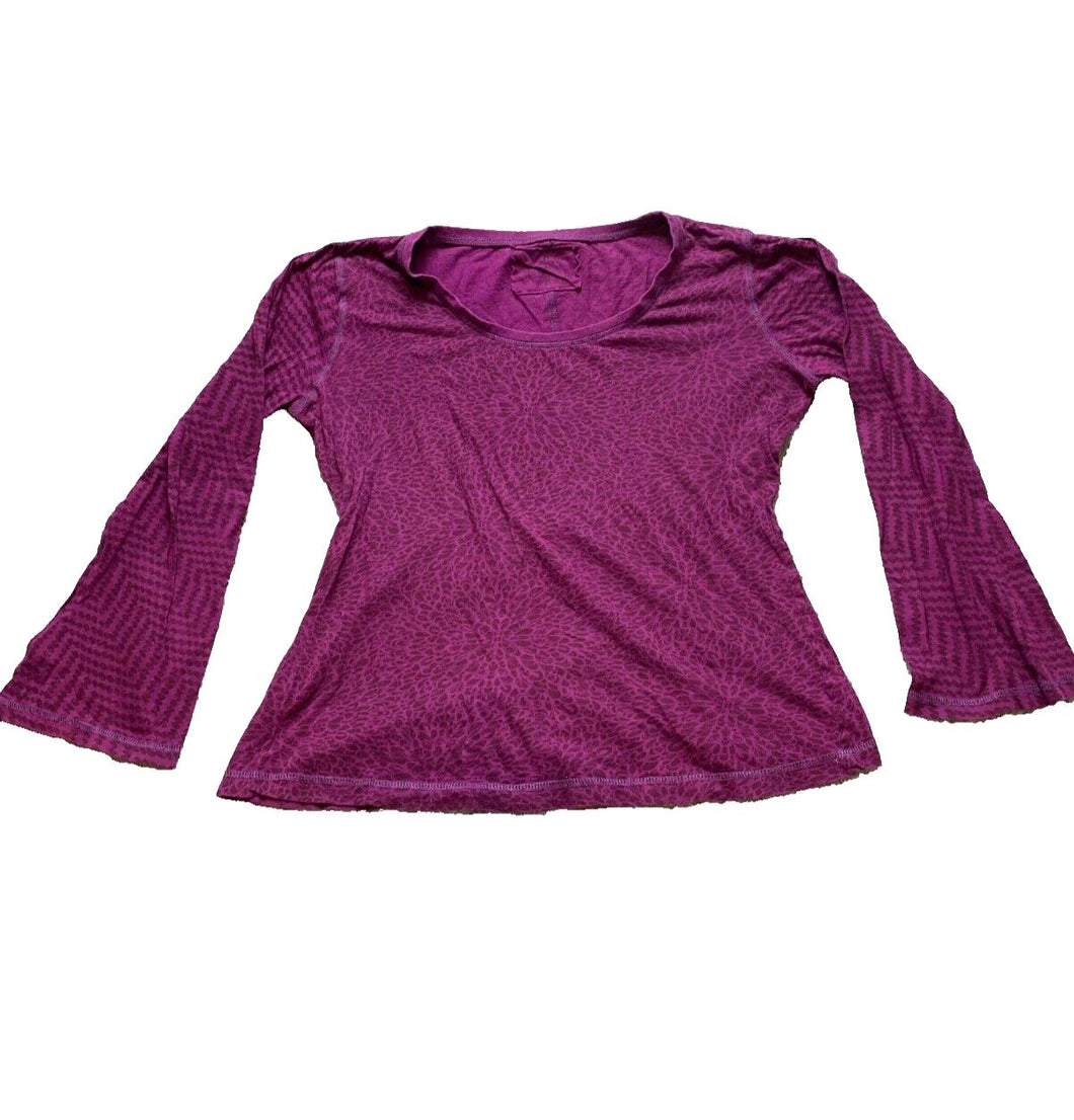 Prana Shirt Womens Large Purple Geometric Zanita Flowy Blouse Casual Ladies