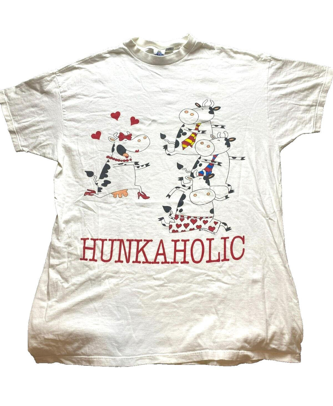 VTG Cow Shirt Womens 3X Hunkaholic Jokes On You Sleepshirt Tunic 90s Plus Ladies