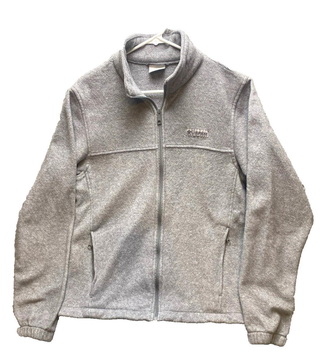 Columbia Jacket Adult Large Gray Fleece Zip Up Outdoor Pockets Bomber Mens