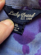 Load image into Gallery viewer, Lucky Brand Shirt Womens Extra Large Blue Purple Viscose AOP Flower Boho Peasant
