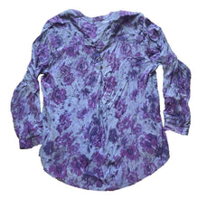 Load image into Gallery viewer, Lucky Brand Shirt Womens Extra Large Blue Purple Viscose AOP Flower Boho Peasant
