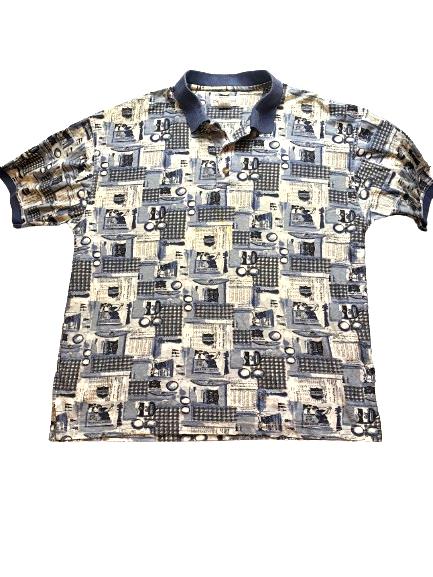 Sedgefield Shirt Adult Large Blue AOP Golfer Golfing Preppy Golf Polo Mens