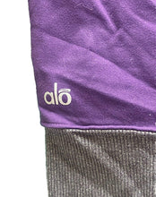 Load image into Gallery viewer, ALO Leggings Womens 27x35 Purple Gray Two Toned Yoga Goddess Ribbed Ruched Lady
