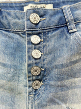 Load image into Gallery viewer, Refuge Shorts Womens 2 (28x2) Blue Denim Button Fly Rayon Spandex Distressed
