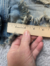 Load image into Gallery viewer, Refuge Shorts Womens 2 (28x2) Blue Denim Button Fly Rayon Spandex Distressed

