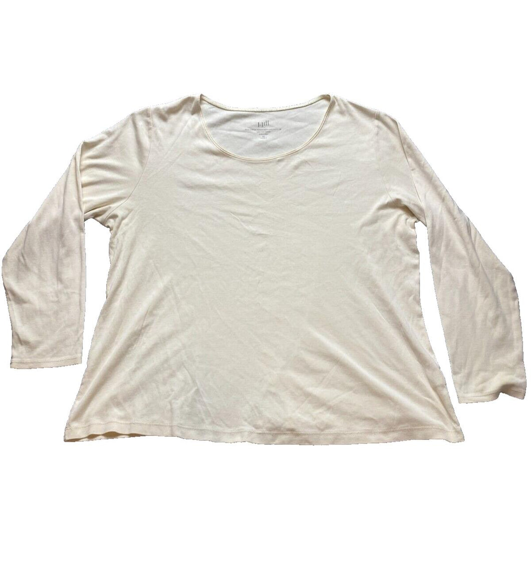 J Jill Shirt Womens 2X Beige Scoop Neck Pima Classic Pullover Plus Ladies