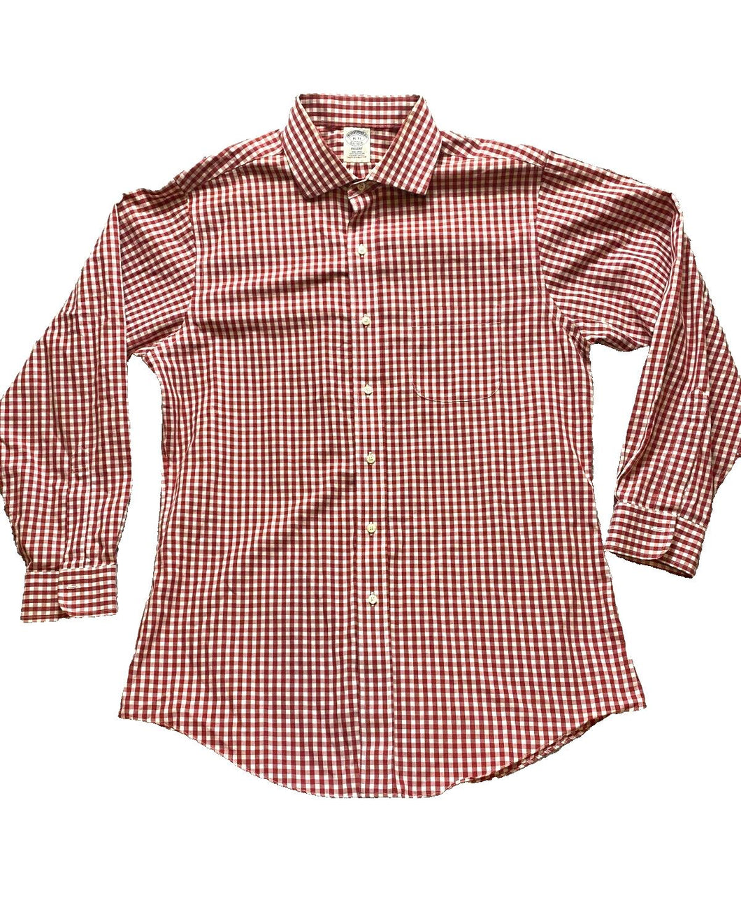 Brooks Brothers Shirt Adult 16-33 Extra Large Red White Regent Button Up Mens