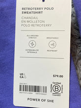 Load image into Gallery viewer, Athleta Sweatshirt Womens Large Purple Retroterry Polo Oversized Collared NWT
