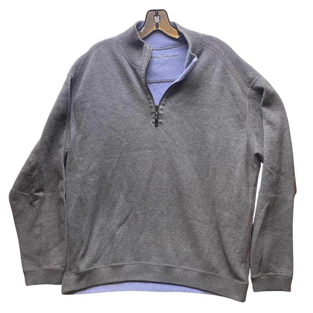 Tommy Bahama Sweater Mens 2XL Quarter Zip Pullover Gray Casual Outdoors