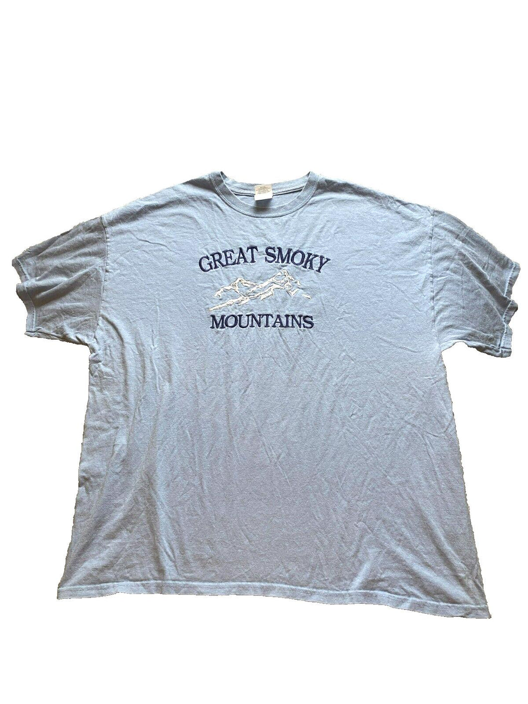 Great Smoky Mountains Shirt Adult 2XL XXL Blue Gray Embroidered Streetwear Mens