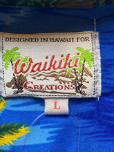 Load image into Gallery viewer, VTG Waikiki Shirt Adult Large Blue Hawaiian Caribbean Beach Tropical Button Up
