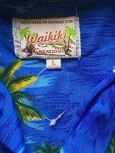 Load image into Gallery viewer, VTG Waikiki Shirt Adult Large Blue Hawaiian Caribbean Beach Tropical Button Up
