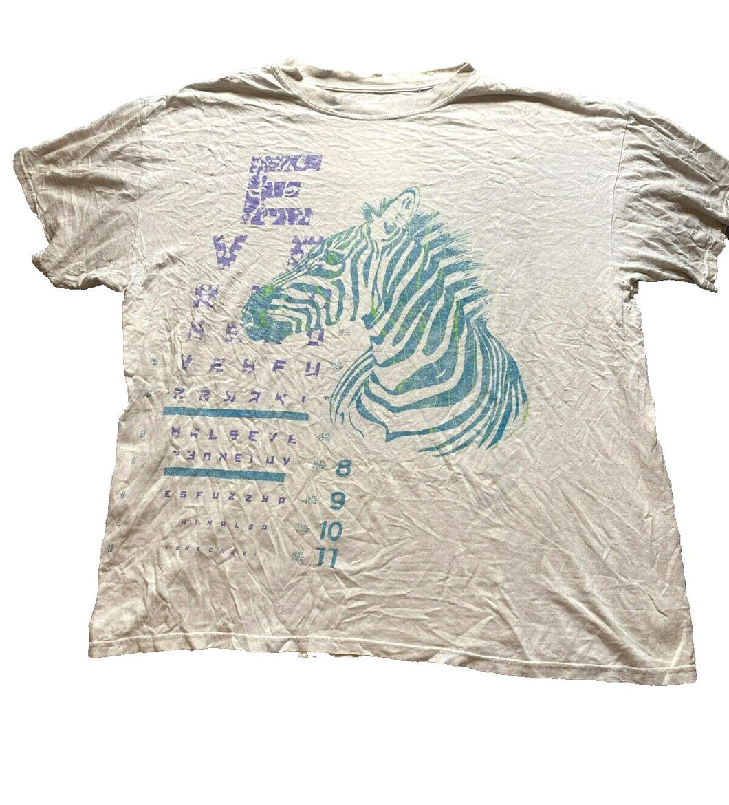 VTG Zebra Shirt Adult 2XL XXL Beige Animal Print Streetwear Crewneck 90s Mens