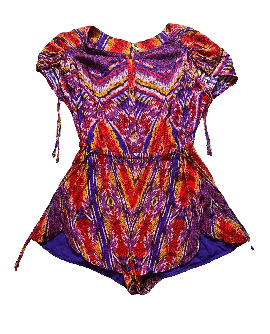 Free People Romper Womens Extra Small Rainbow Aztec Boho Shorts Rayon Ladies