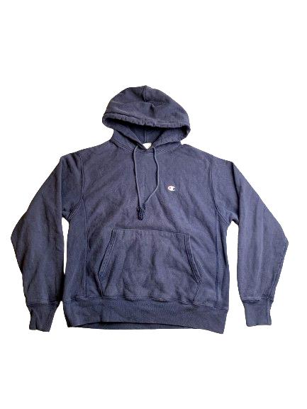 Champion Sweatshirt Adult Medium Navy Reverse Weave Hoodie Sweater Pullover Mens