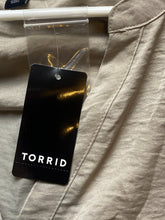 Load image into Gallery viewer, Torrid Shirt Womens 2 2X Taupe Roll Tab Satin Boho Peasant Flowy Blouse Plus NWT
