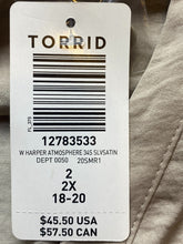 Load image into Gallery viewer, Torrid Shirt Womens 2 2X Taupe Roll Tab Satin Boho Peasant Flowy Blouse Plus NWT

