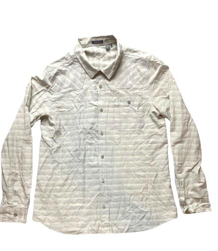 Toad & Co Shirt Adult Large Taupe Button Up Houndstooth Casual Chest Pocket Mens