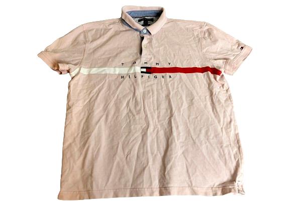 Tommy Hilfiger Shirt Adult Large Pink Custom Fit Prep Spell Out Golf Polo Mens
