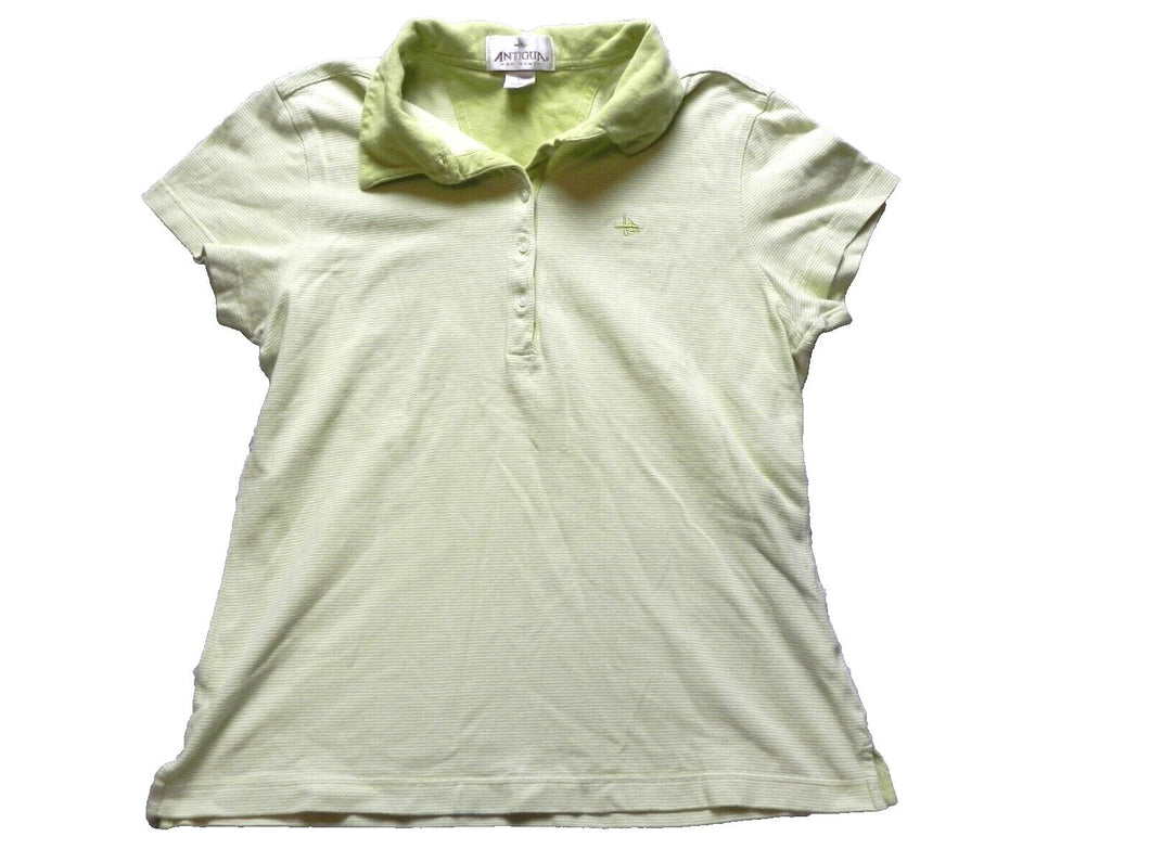 Antigua Shirt Womens Large Ladies Collared Buttons Spandex Casual Golf Polo Lady