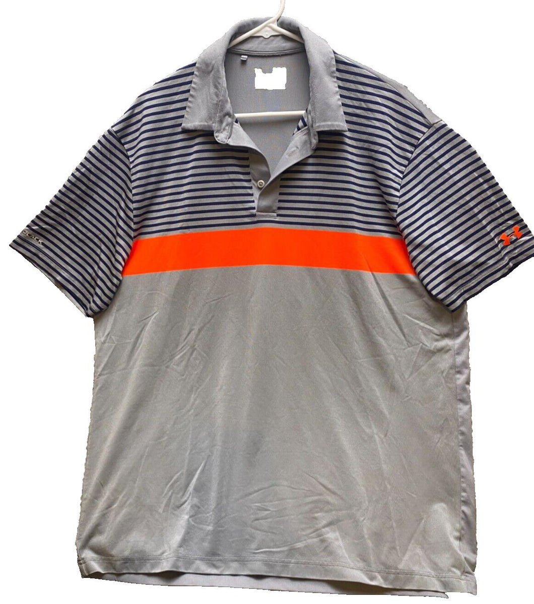 Under Armour Shirt Adult Extra Large Orange Navy Coldblack Polo Sportswear Mens