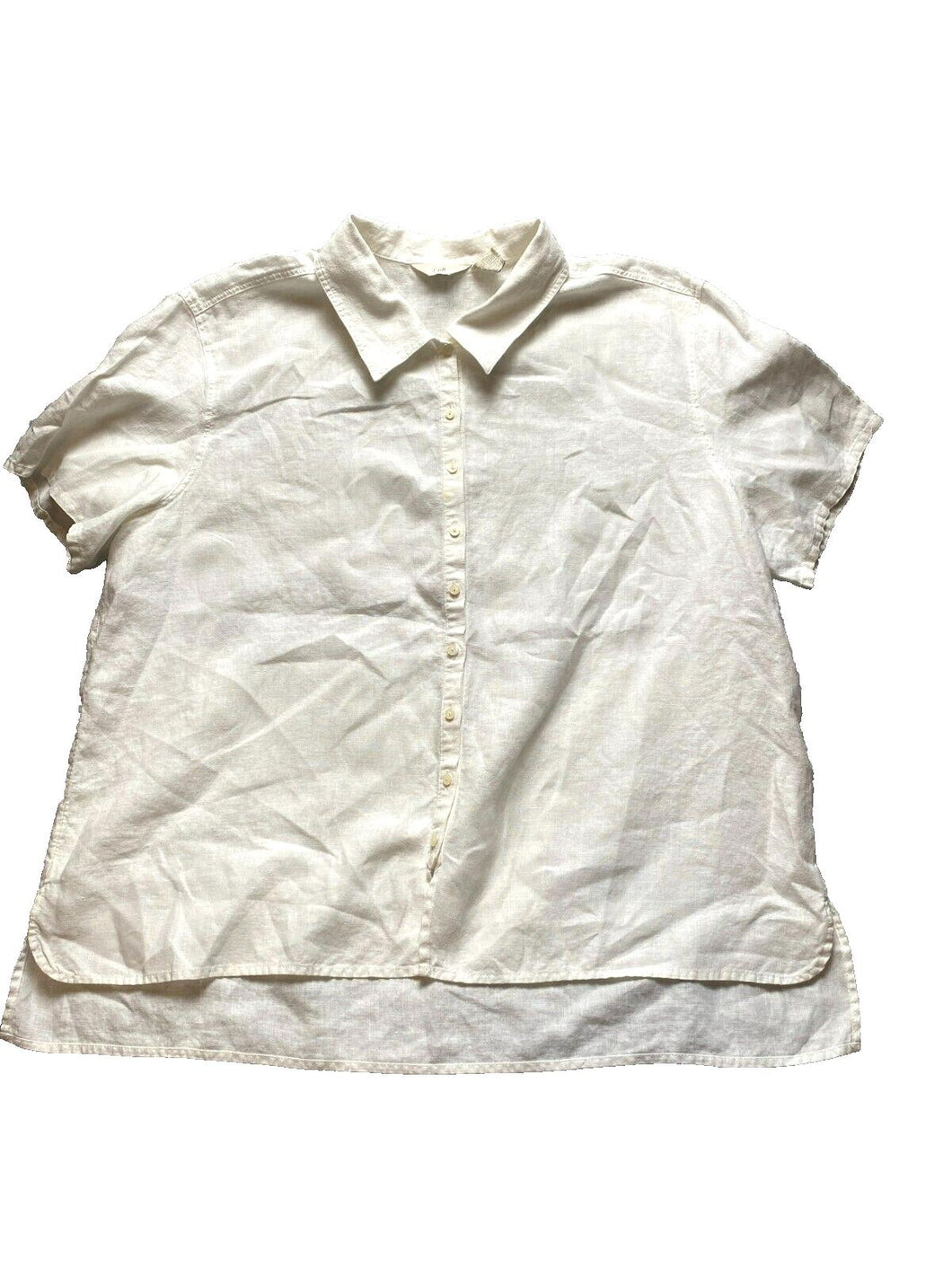 J Jill Shirt Adult XLT Extra Large Tall Button Up Hi Low Linen Short Sleeve Mens
