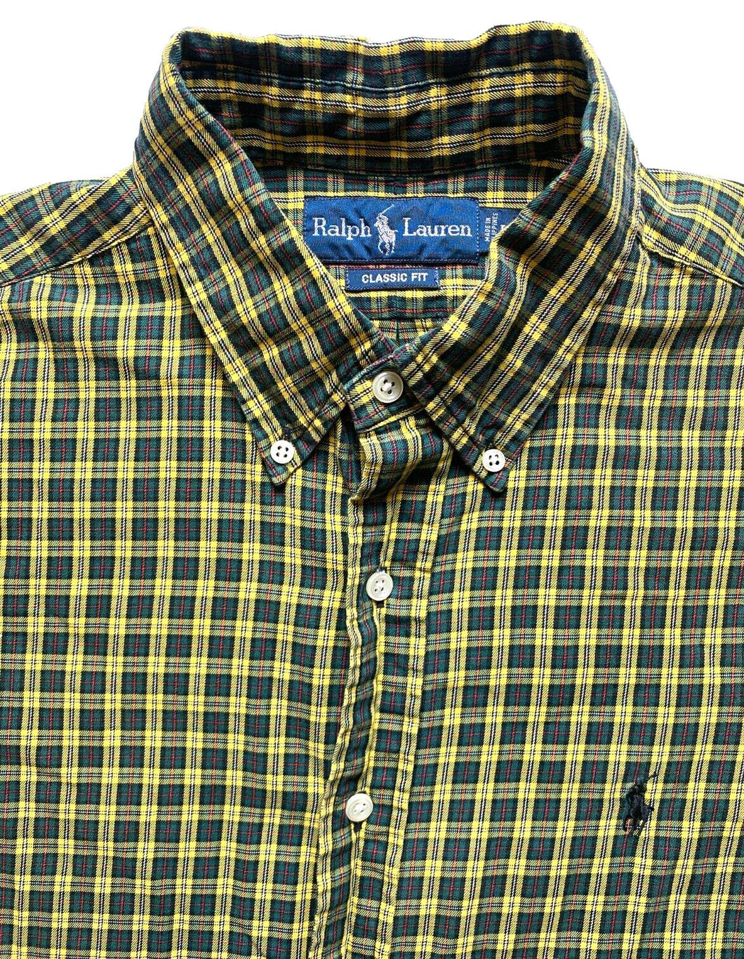 Ralph Lauren Shirt Adult Large Button Up Classic Fit Plaid Blue Pony Casual Mens