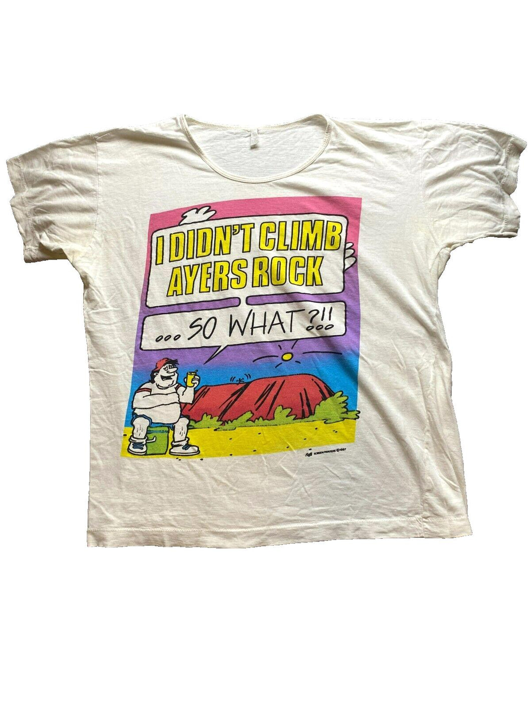 VTG I CLIMBED AYERS ROCK Shirt Adult Medium White Single Stitch Climber 90s Mens