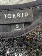 Load image into Gallery viewer, Torrid Shirt Womens 3 3X Black Sequins Shimmer Bling Evening Blouse Plus Ladies
