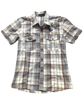 Load image into Gallery viewer, Giorgio Armani Shirt Adult Medium Gray Orange Plaid Embroidered Button Up Mens
