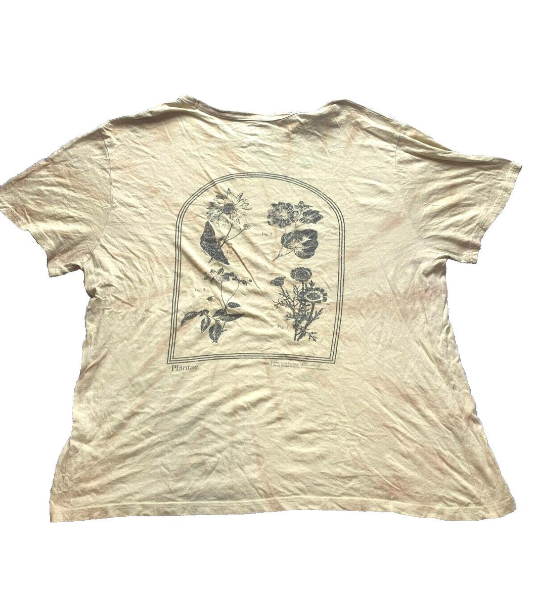 Arizona Jean Co Shirt Adult Extra Large Pale Yellow Plantae Tie Dye Flowers Mens