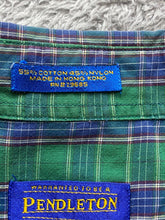 Load image into Gallery viewer, Pendleton Shirt Adult Extra Large Blue Green Plaid Woolen Mills Button Up Mens

