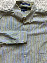 Load image into Gallery viewer, Alan Flusser Shirt Adult Medium Blue Yellow Striped Pocket Casual Cuffs Mens
