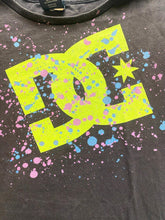 Load image into Gallery viewer, DC Shirt Womens Small Black Fade Neon Big Logo Streetwear Skater Pullover USA

