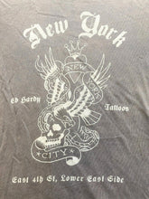 Load image into Gallery viewer, VTG Ed Hardy Shirt Adult Small Gray Fade New York City Tattoo Single Stitch Y2K
