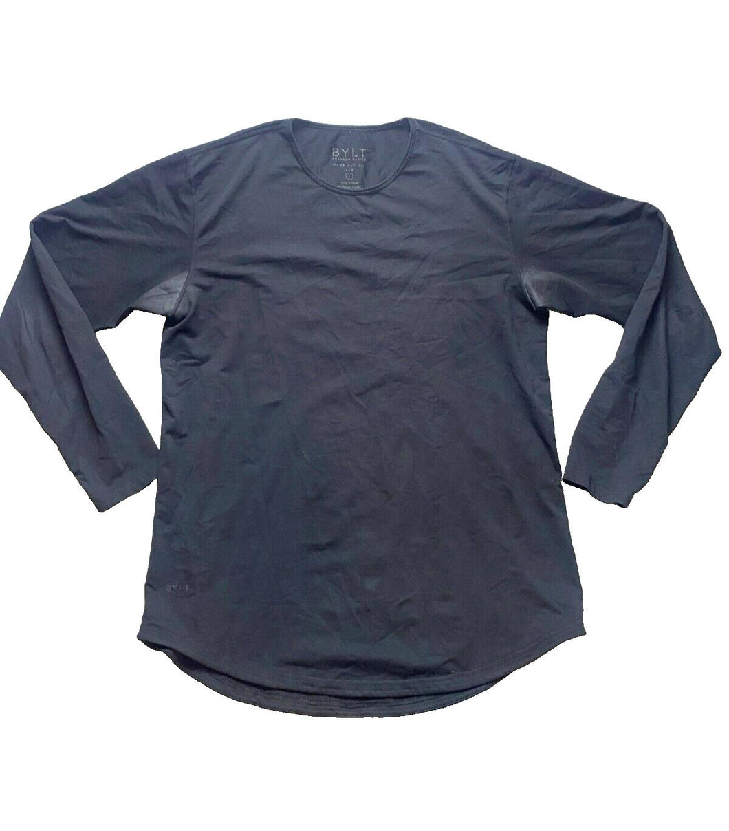 BYLT Shirt Adult Large Black Premium Basics Drop Cut Crewneck Spandex Mens