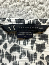 Load image into Gallery viewer, Armani Exchange Shirt Womens Small Black White Oversize Leopard AOP Rayon Blouse
