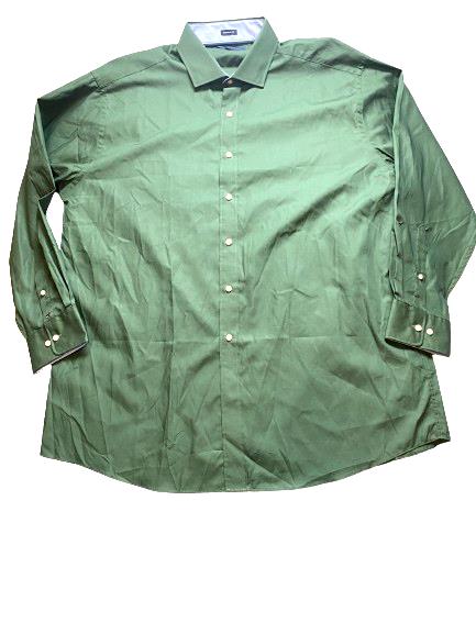 Tommy Hilfiger Shirt Adult 17.5 34/35 2XL Green Regular Fit Flip Cuffs Dress Men