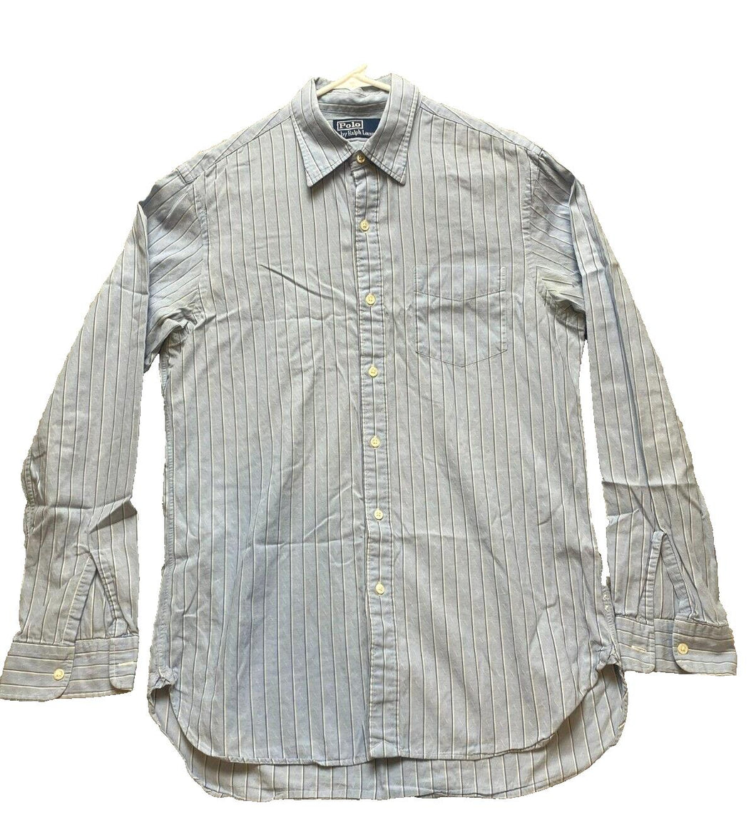 Ralph Lauren Shirt Adult Small Blue Stripes Button Up Chest Pocket Casual Mens