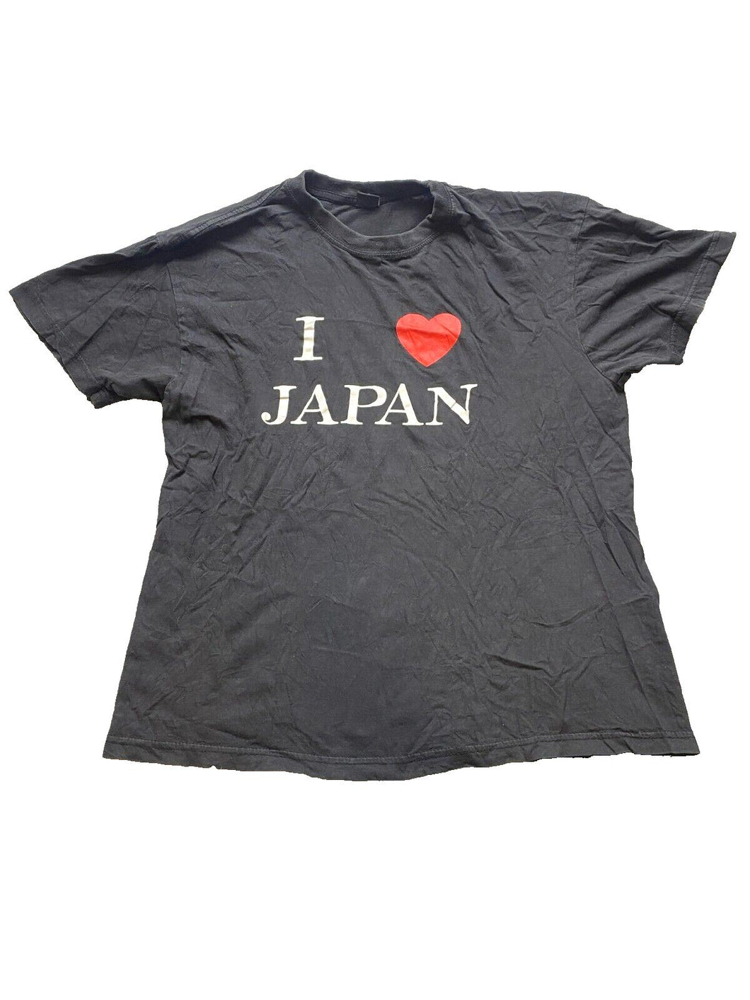 I Love Japan Shirt Womens Large Black Heart Souvenir Streetwear Pullover Ladies