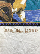 Load image into Gallery viewer, VTG Horse Shirt Adult Extra Large Dingy White Blue Bell Lodge Custer Park Mens

