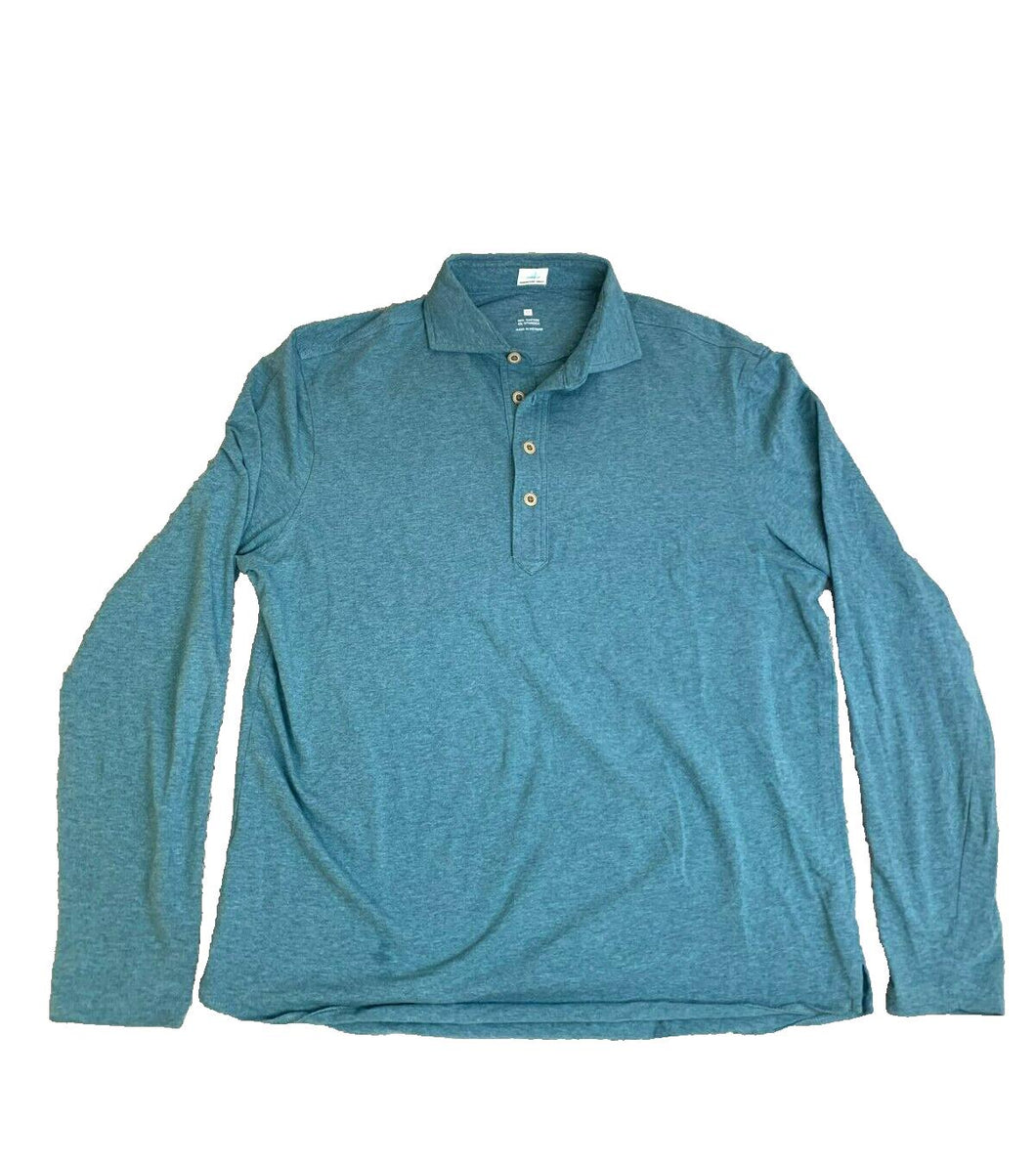 Johnnie-O Shirt Adult Medium Teal Buttons Collared Hangin' Out Surfboard Mens