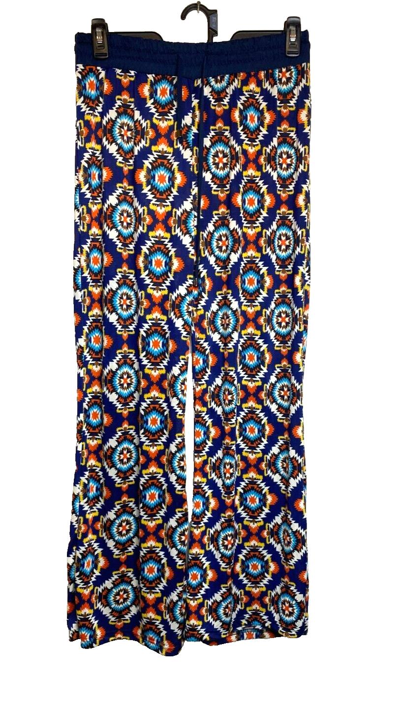 Golden Black Pants Womens 1X (32x28) Geometric AOP Festive Boho Spandex Plus NWT