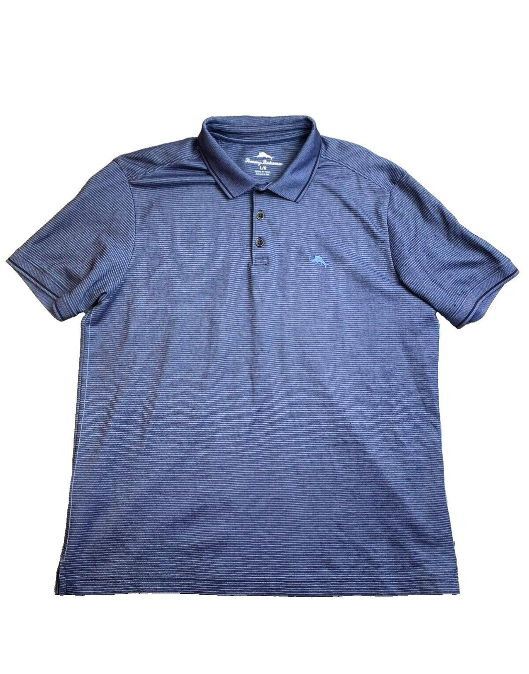 Tommy Bahama Shirt Adult Large Navy Blue Preppy Marlin Fish Casual Golf Polo Men