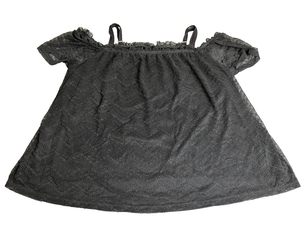 Torrid Shirt Womens 3 Black Lace Lined Nylon Spandex Stretch Boho Blouse Ladies