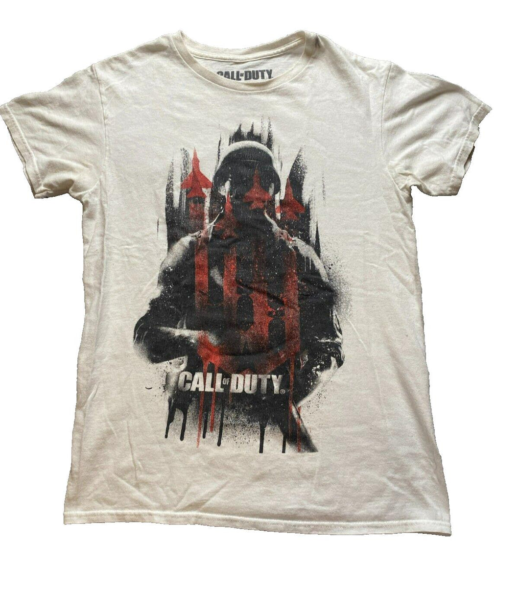 Call of Duty Shirt Adult Small White Black Ops Cold War Video Game Gamer Mens